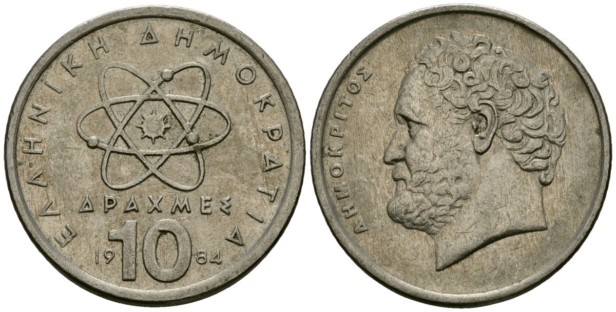 Греция 10 драхм 1984 Демокрит KM 132 медно-никель 4394-143