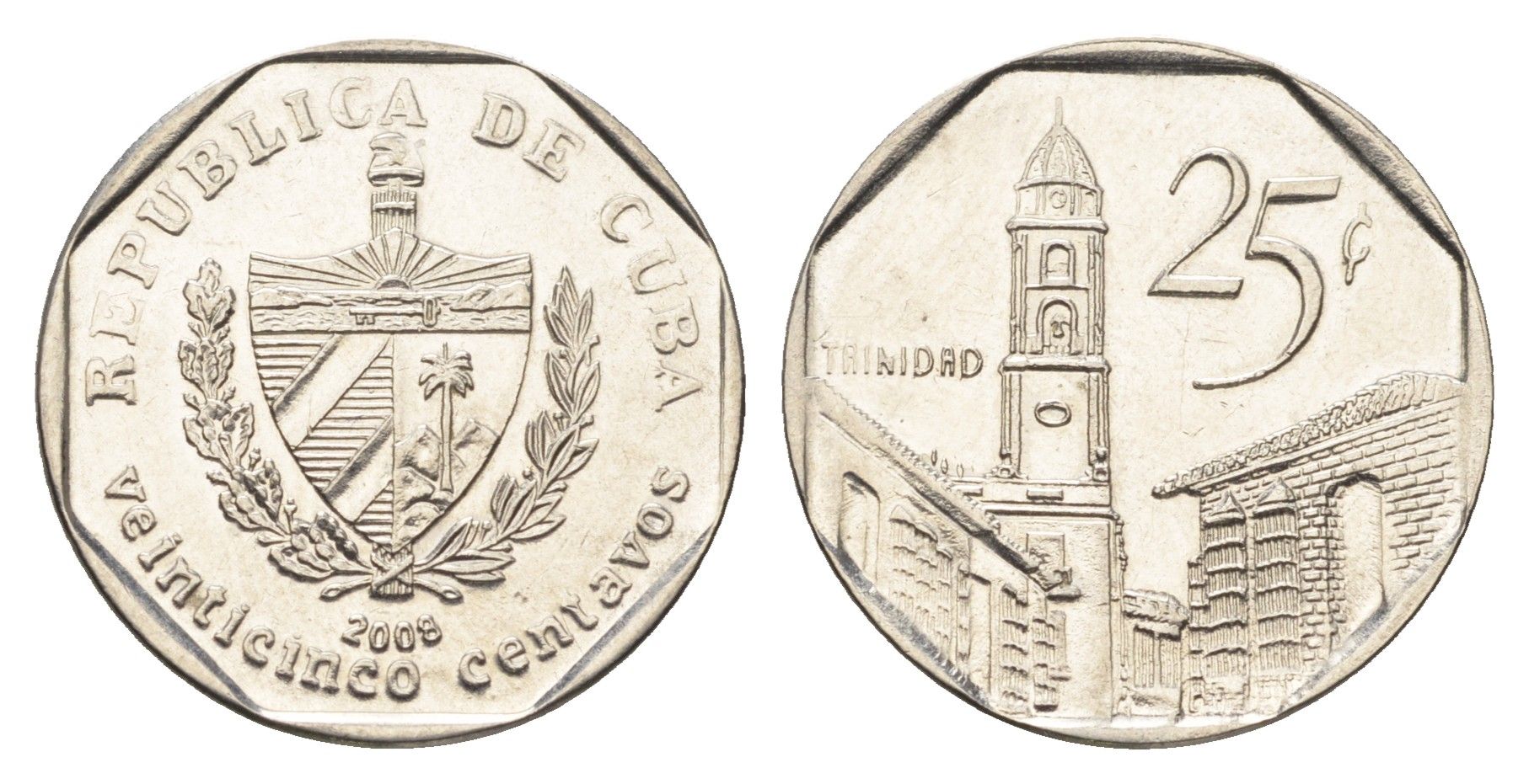 Куба 25 сентаво 2008 площадь в Тринидаде KM 577 сталь плакированная никелем 4663-332
