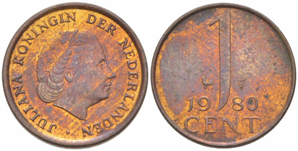 Нидерланды 1 цент 1980 Юлиана (1949-1980) KM 180 бронза 3457-1046