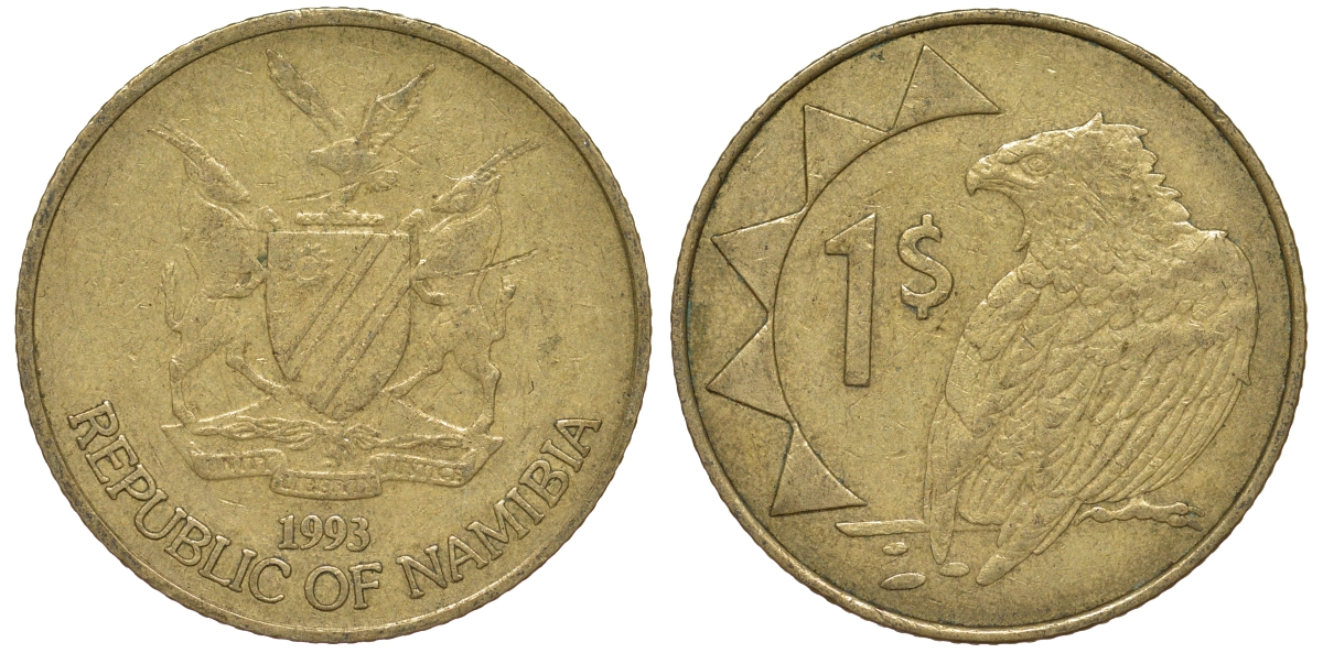 Намибия 1 доллар 1993 орел KM 4 латунь 4163-1051