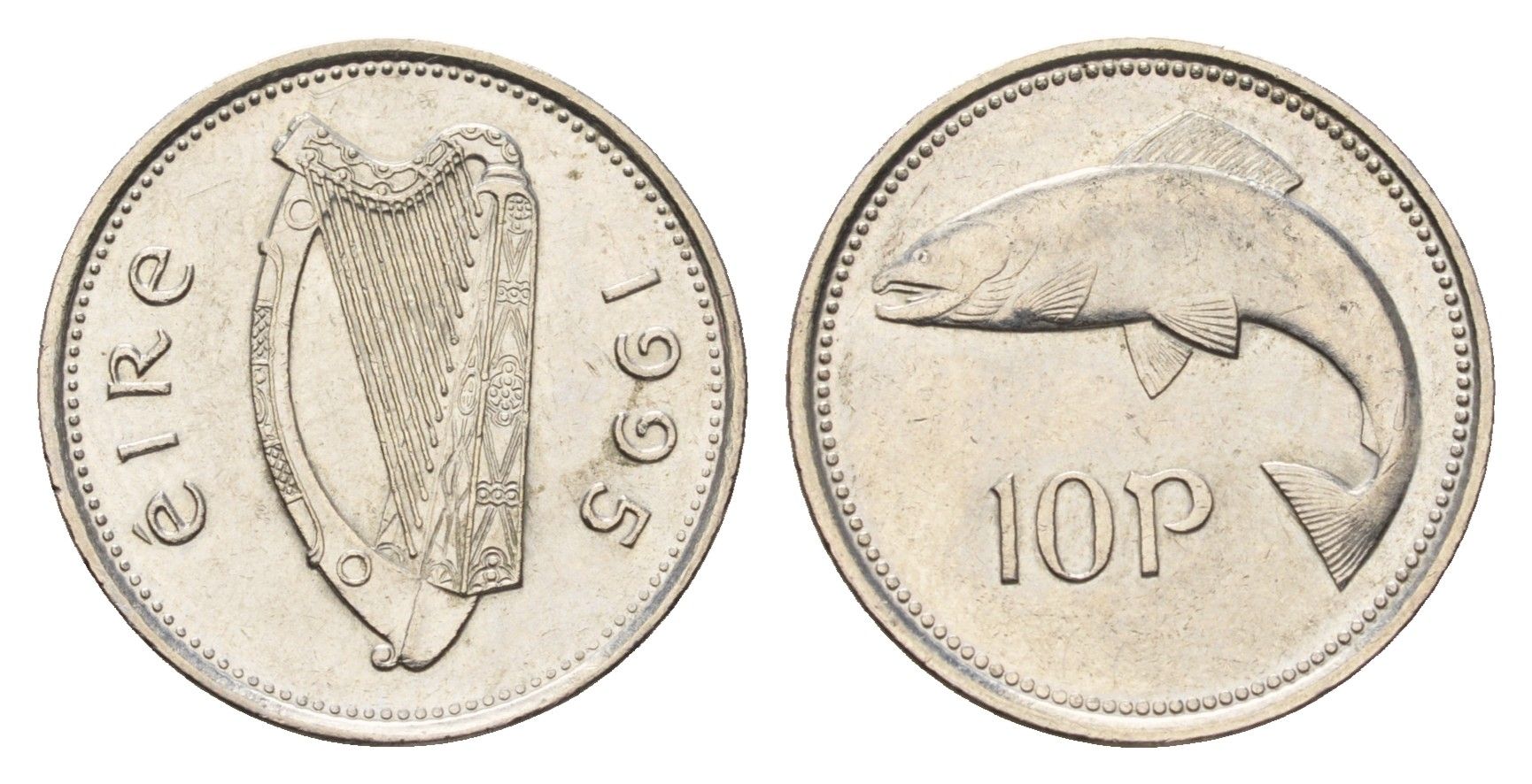 Ирландия 10 пенсов 1995 лосось KM 29 медно-никель UNC 4175-1024