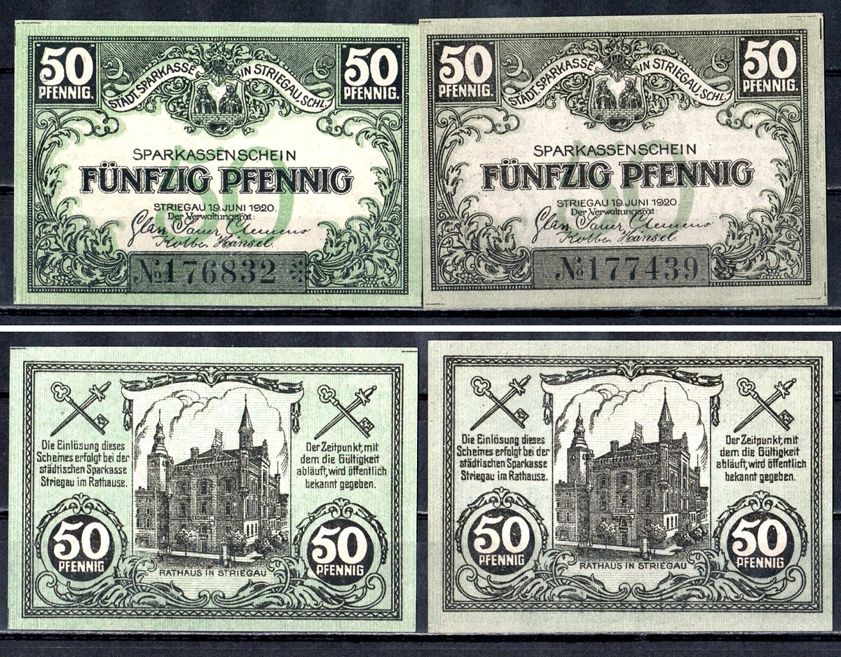 Штригау полный набор из 2 нотгельдов ( 50 пфеннигов) ND Mehl Grabowski S124 бумага UNC (пресс) 7556-59-2-1