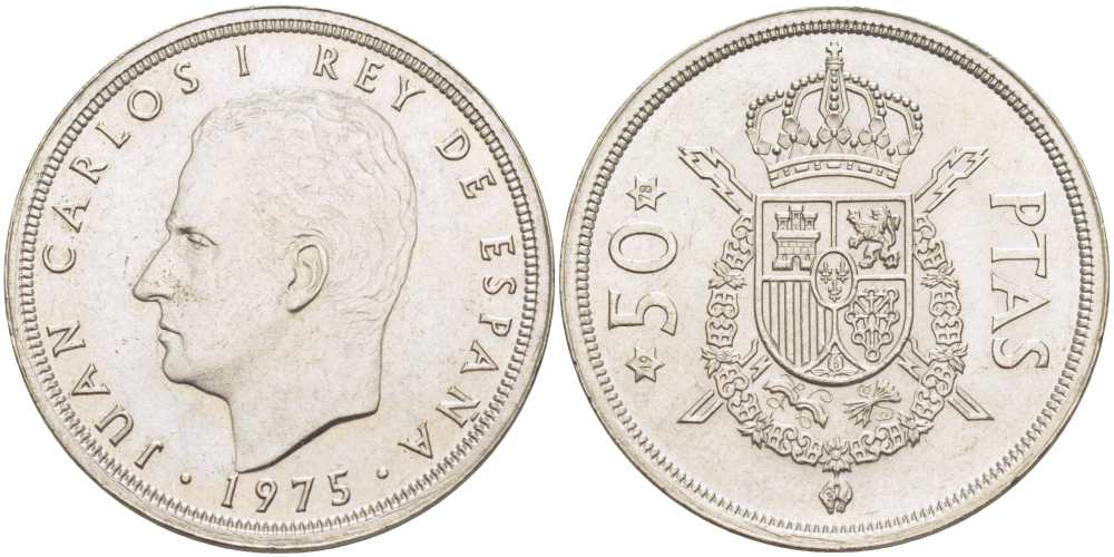 Испания 50 песет 1975 (78) Хуан Карлос I (1975-2014) KM 809 медно-никель UNC 4517-245