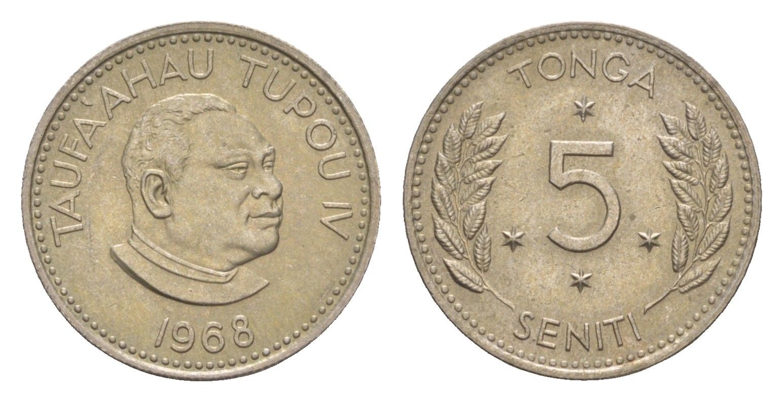 Тонга 5 сенити 1968 KM 29 медно-никель UNC 4651-924