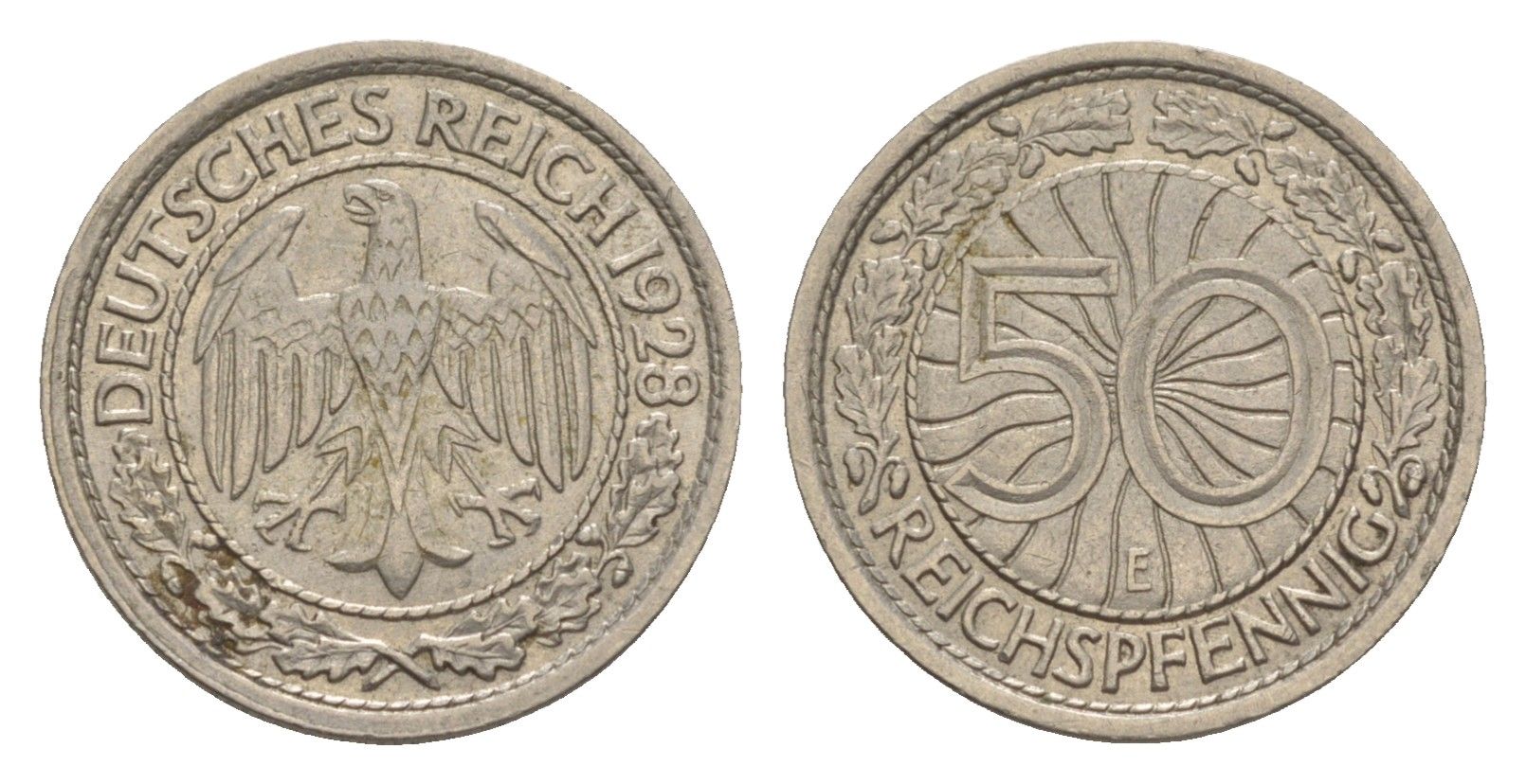 Германия 50 рейхспфеннигов 1928 E KM 49, J. 324 никель 4615-245