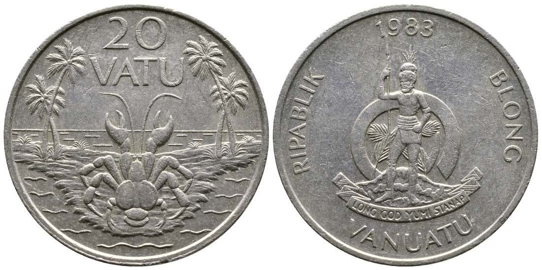 Вануату 20 вату 1983 серия FAO, краб КМ 7 медно-никель 4384-1041