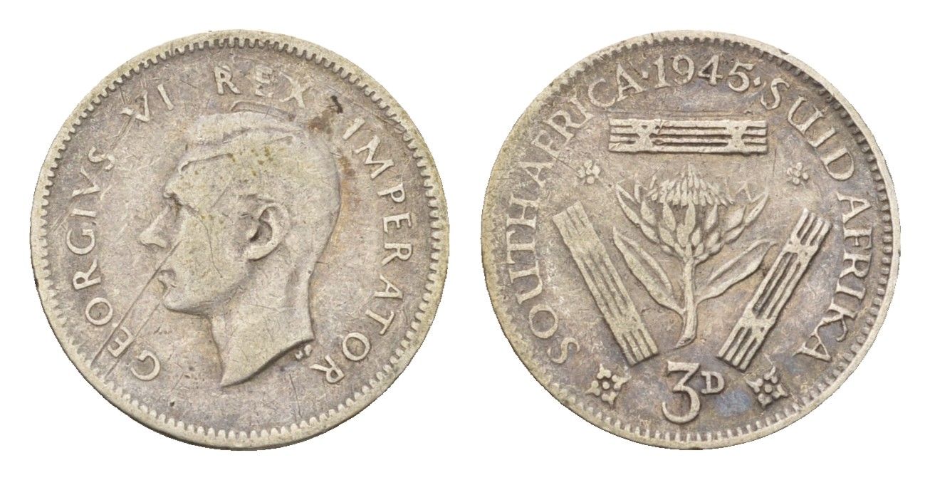 ЮАР 3 пенса 1944 Георг VI (1936-1952) KM 26 серебро 4549-463