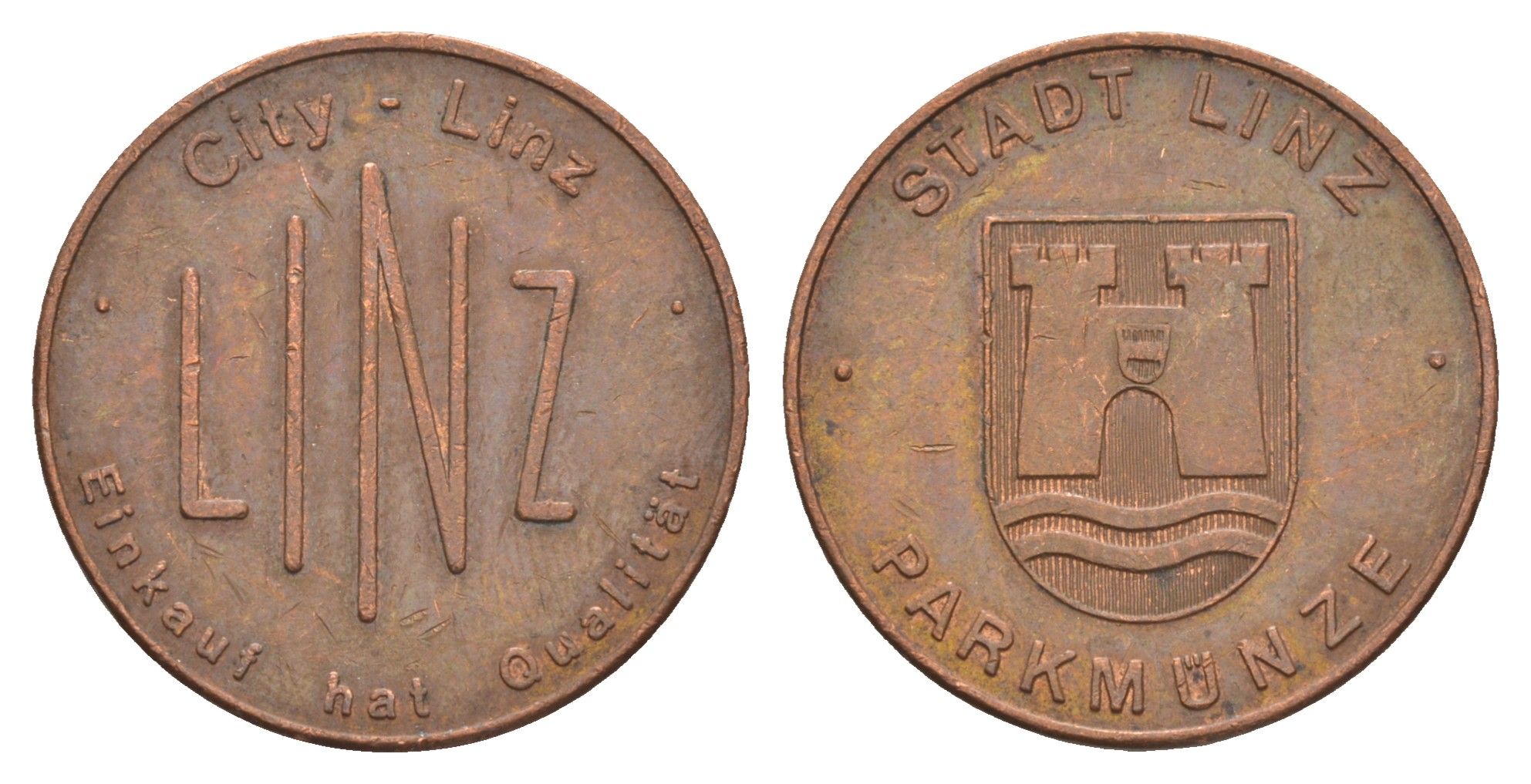 Австрия, Линц парковочный жетон диаметр 25 мм, вес 6,6 гр бронза 4656-512