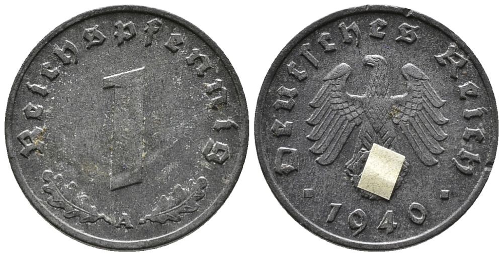 ГЕРМАНИЯ 1 РЕЙХСПФЕННИГ 1940 A KM 97, J. 369 цинк 39-1157