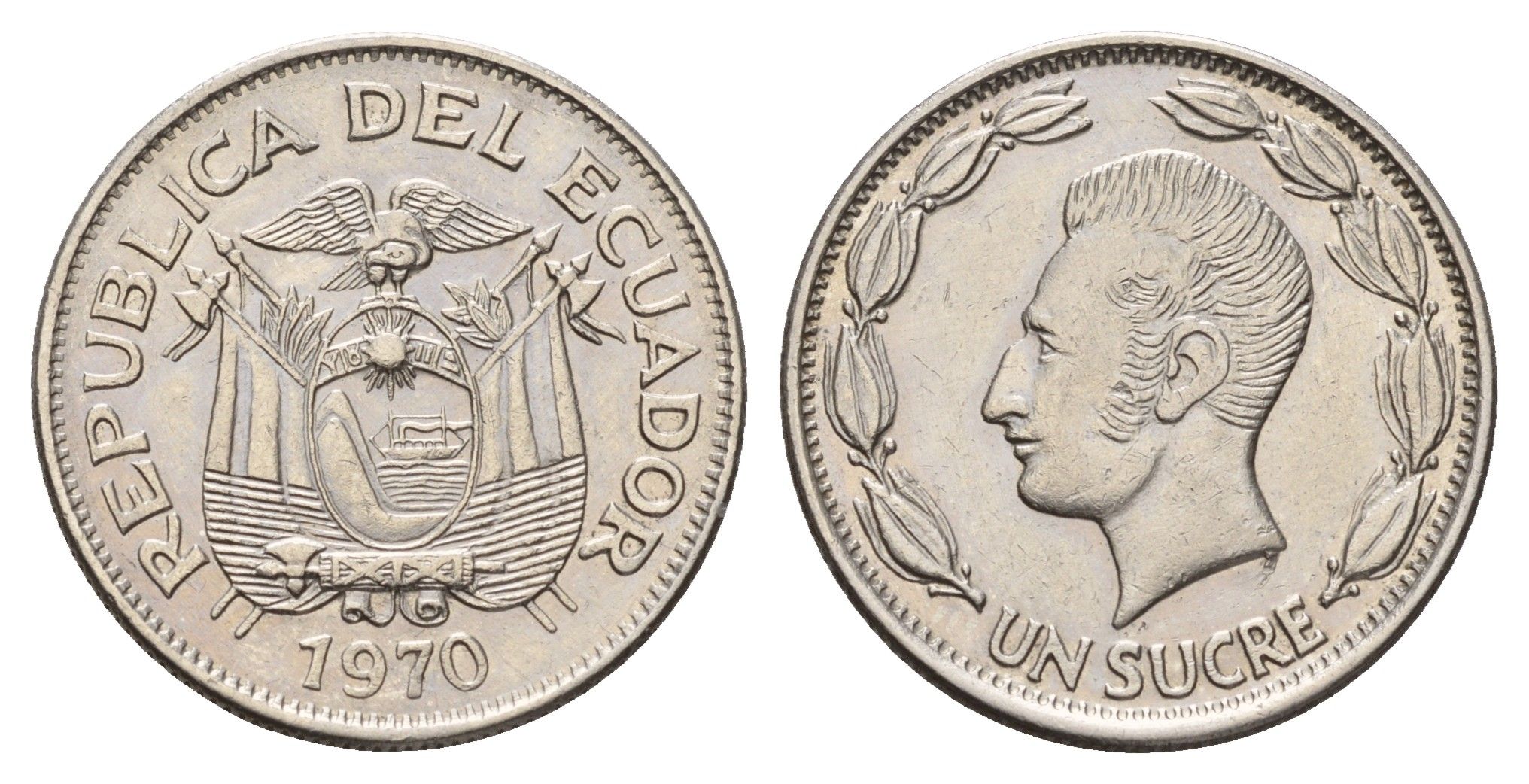 Эквадор 1 сукре 1970 KM 78b сталь плакированная никелем 4114-855
