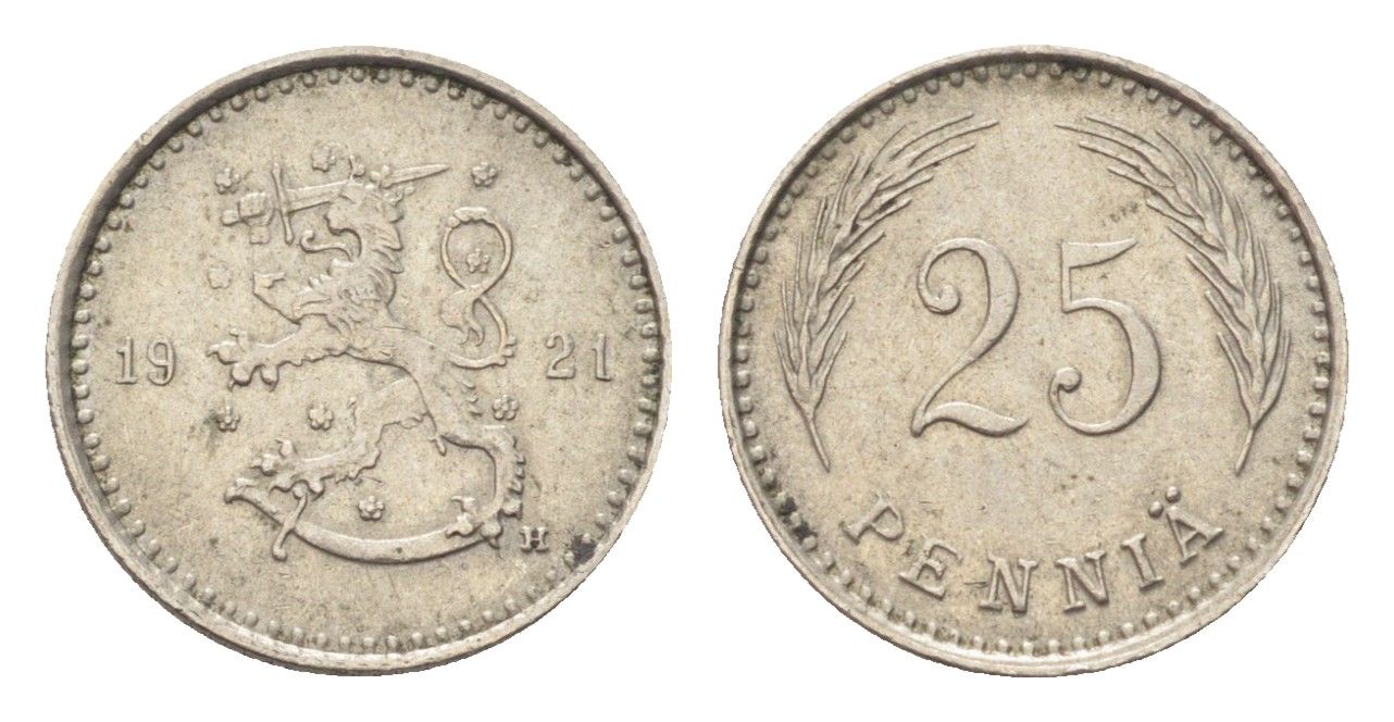Финляндия 25 пенни 1921 KM 25 медно-никель 4705-667