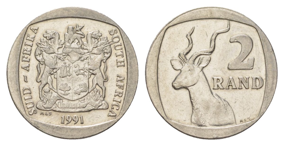 ЮАР 2 ранда 1991 KM 139 медь плакированная никелем 4626-1142