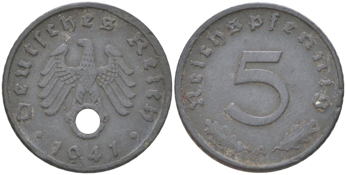 Германия 5 рейхспфеннигов 1941 A KM 98 цинк 4613-832