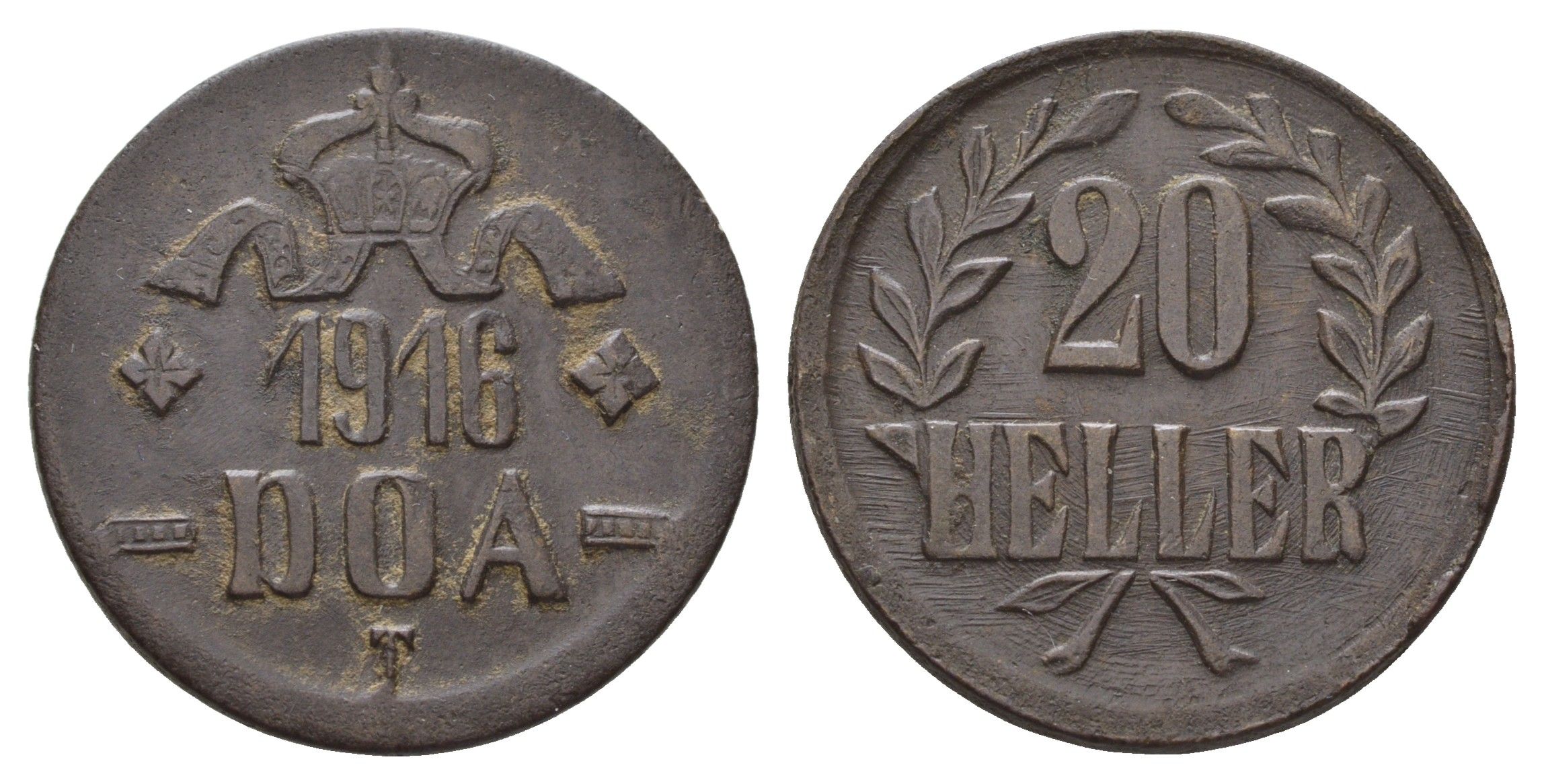 Германская Восточная Африка 20 геллеров 1916 T, год-тип KM 15 медь 1526-1411