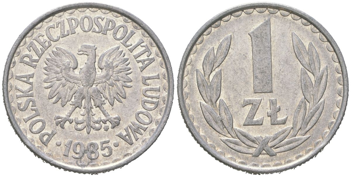 Польша 1 злотый 1985 MW Y 49.1 алюминий aUNC 4616-1212