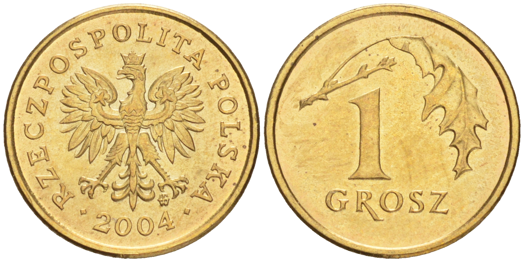 Польша 1 грош 2004 MW KM 276, Parchimowicz 701m латунь UNC 4516-823