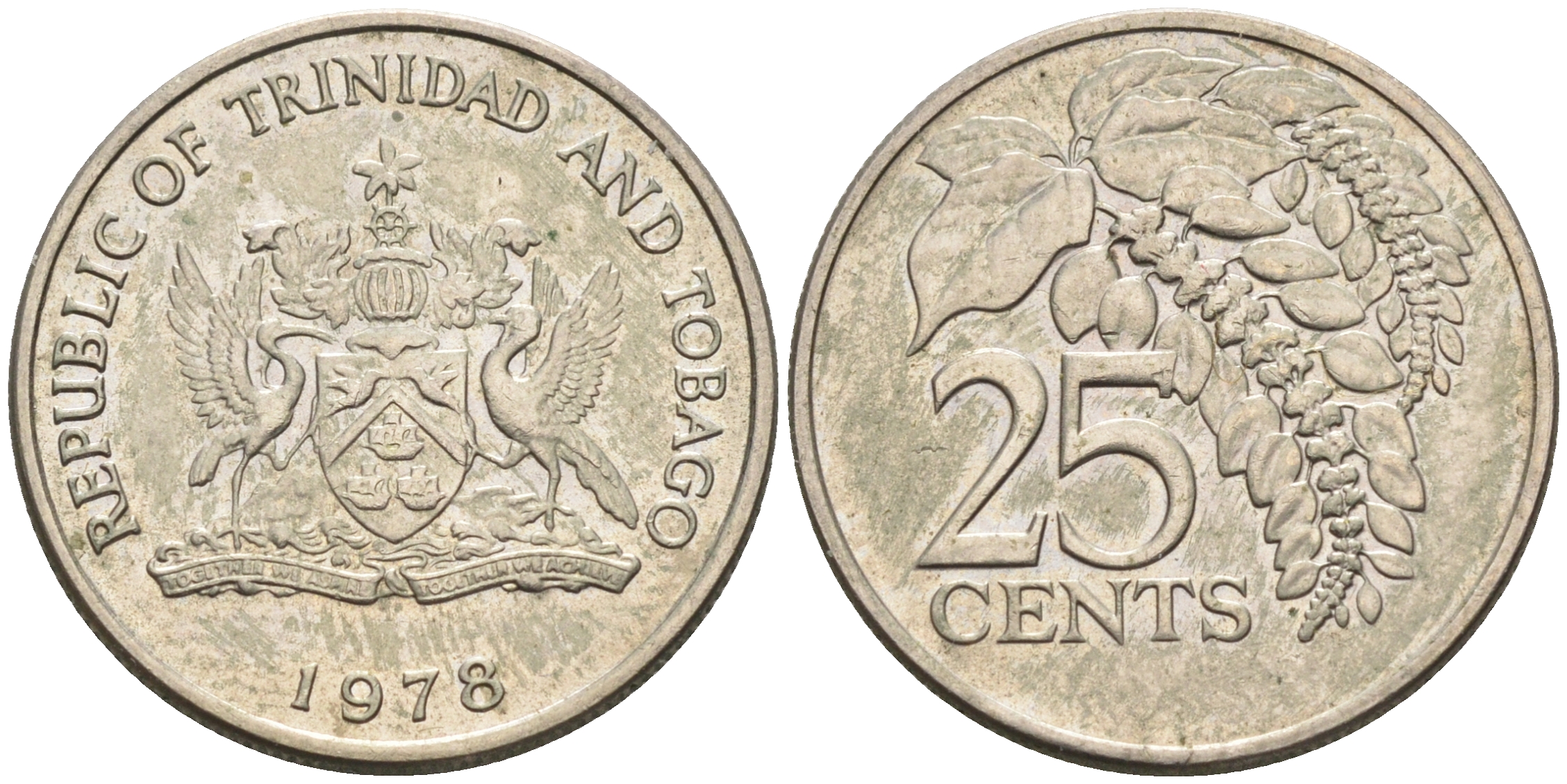 Тринидад и Тобаго 25 центов 1978 цветок дикая пуансеттия KM 32 медно-никель    4594-1227