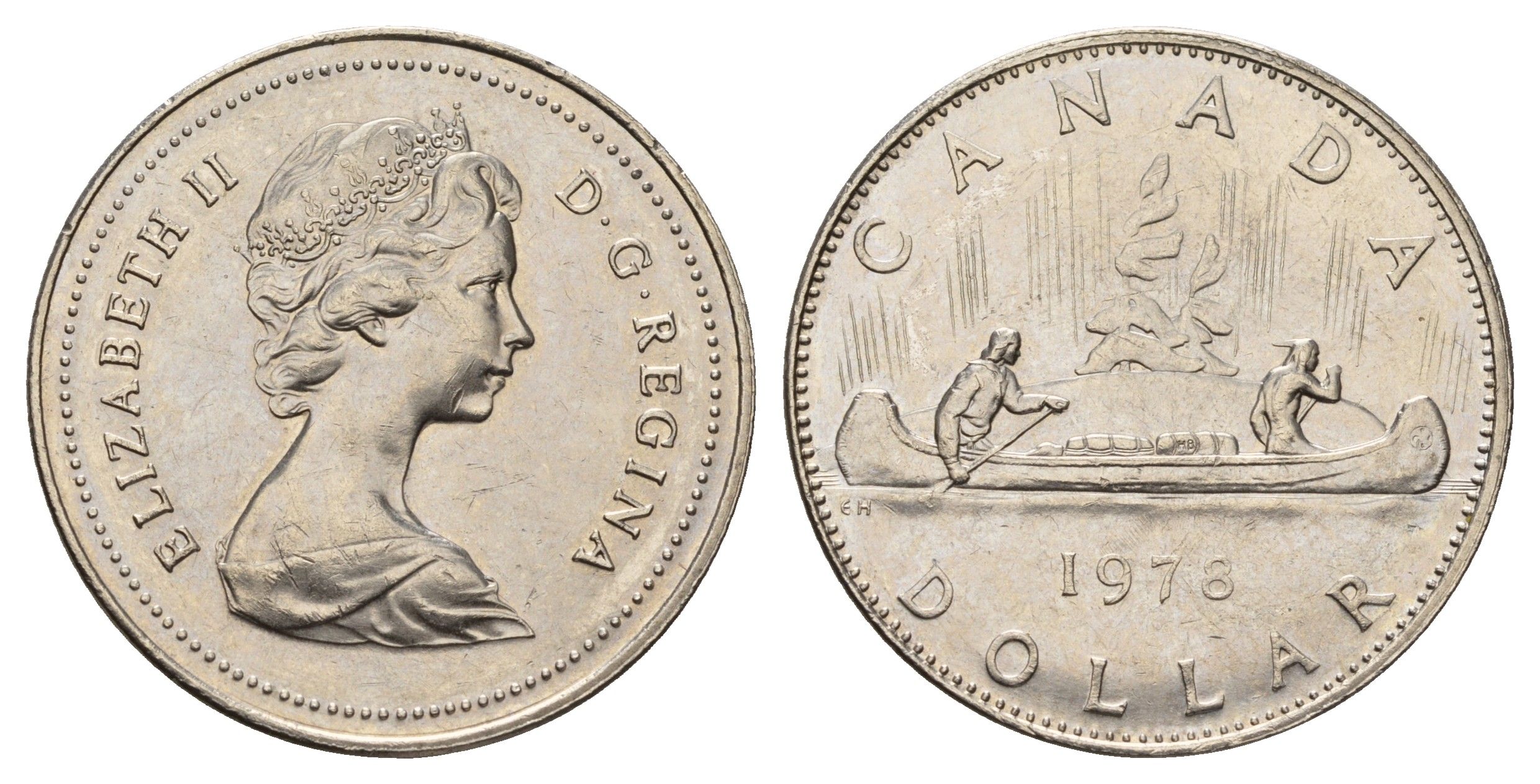 Канада 1 доллар 1978 Елизавета II (1952-2022), каноэ KM 120.1 никель 59-226
