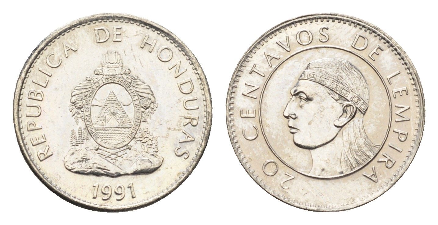 Гондурас 20 сентаво 1991 KM 83a.1 сталь плакированная никелем UNC 4668-768