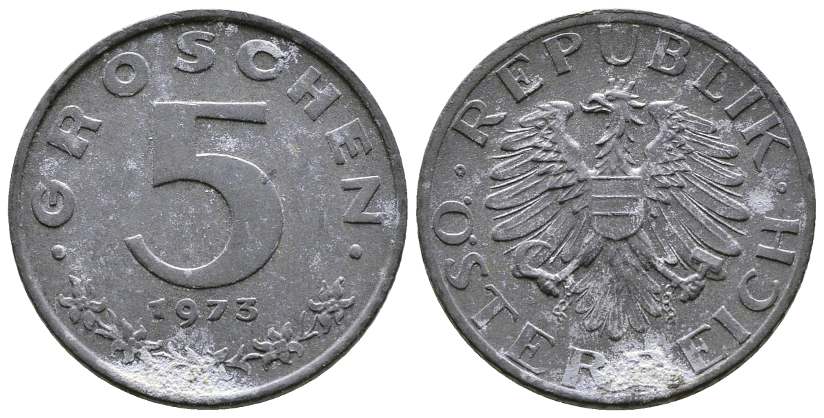 АВСТРИЯ 5 ГРОШЕЙ 1973 KM 2875 цинк 57-1343