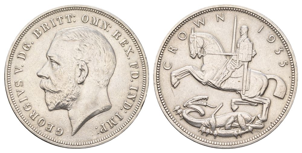 Великобритания 1 крона 1935  25 лет правлению Короля Георга V KM 842 серебро 1525-1422
