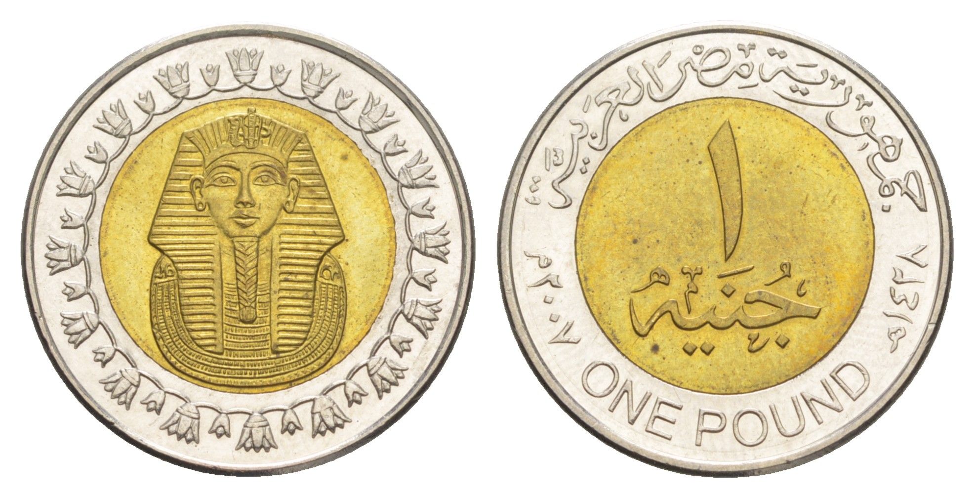 Египет 1 фунт 2007 KM 940a биметалл UNC 4650-153