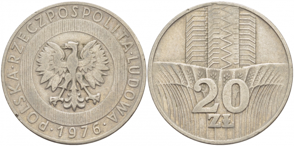 Польша 20 злотых 1976 MW KM 67 медно-никель 4403-521