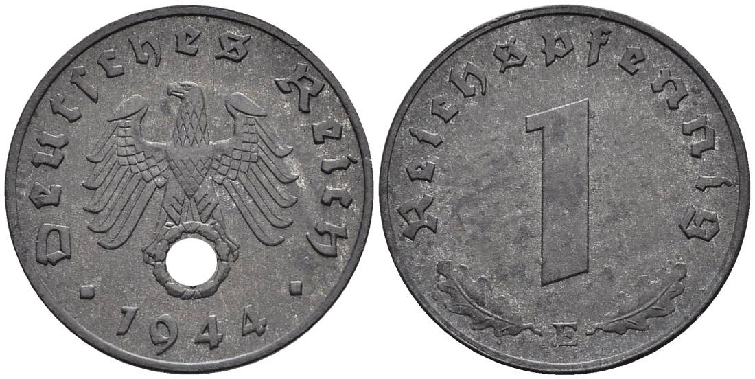 Германия 1 рейхспфенниг 1944 E KM 97, J. 369 цинк 4547-255