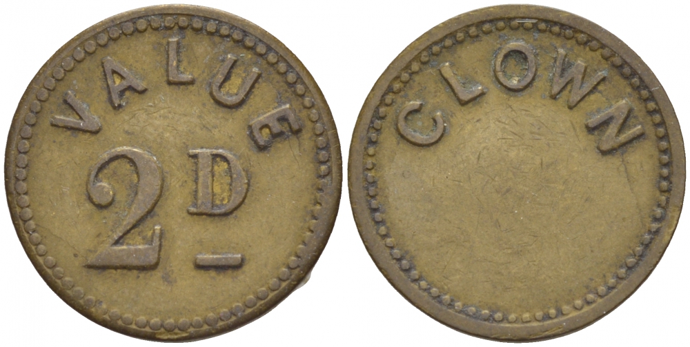 АНГЛИЯ ЖЕТОН ND VALUE 2D CLOWN желтый металл 4532-1116