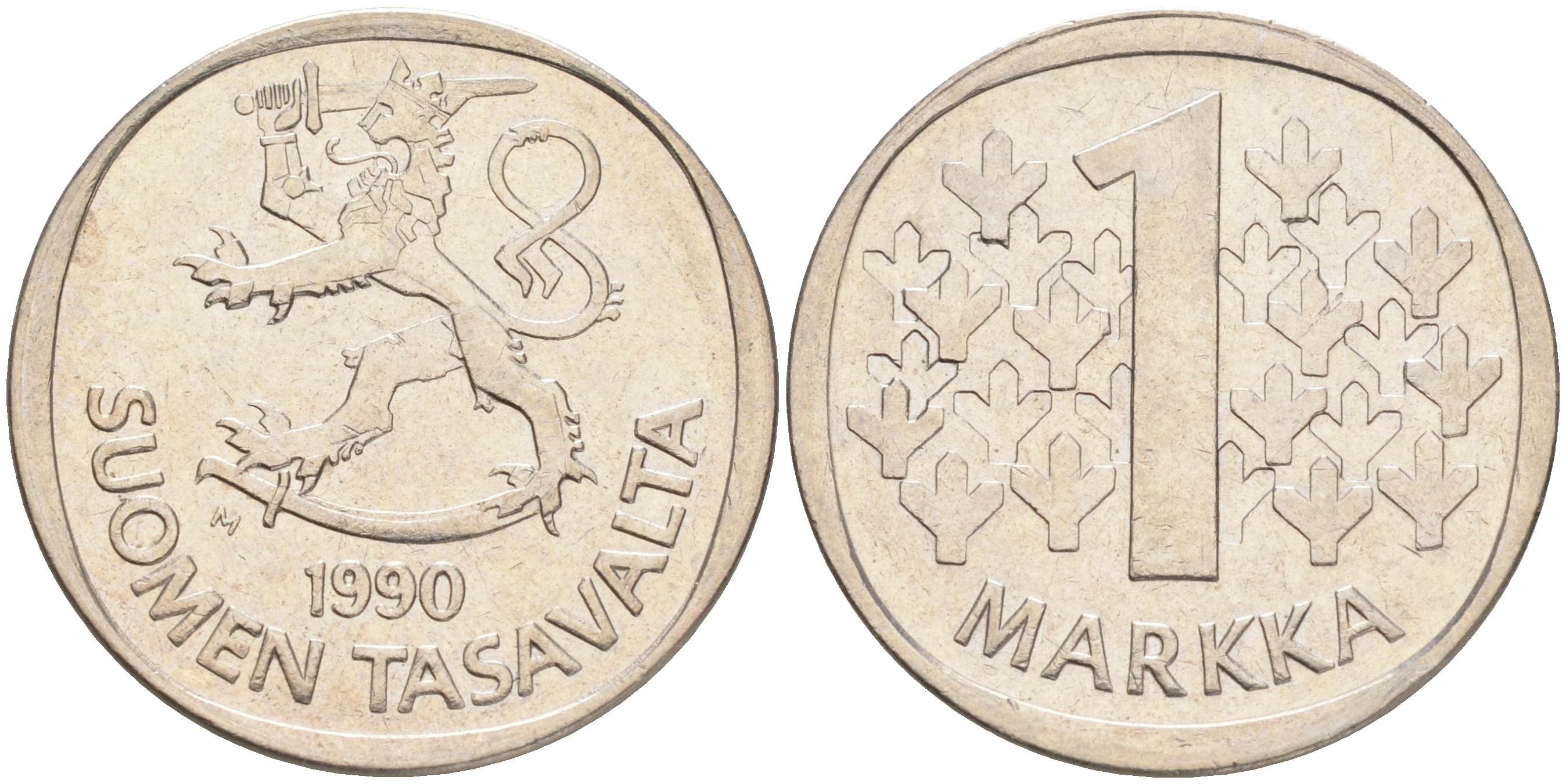 ФИНЛЯНДИЯ 1 МАРКА 1990 M KM 49а медно-никель 4556-845