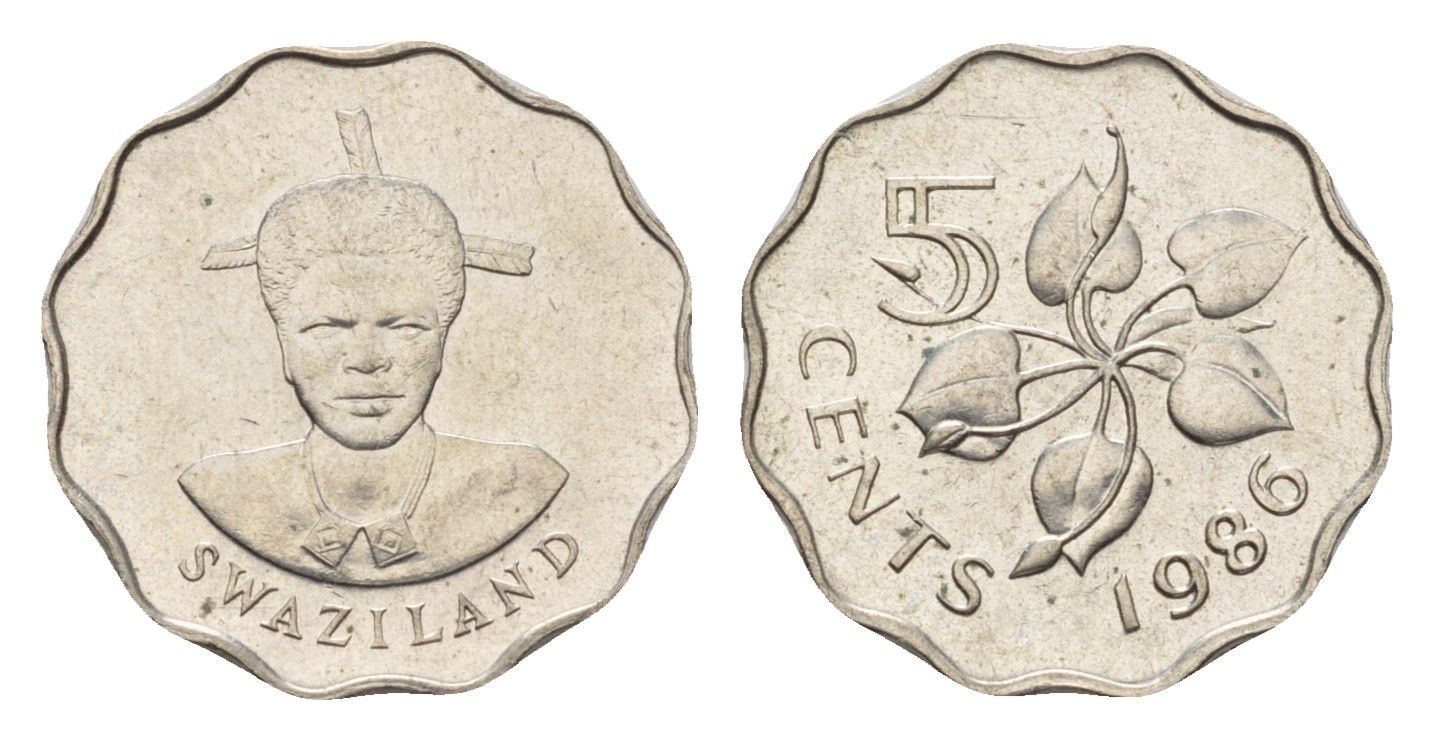 Свазиленд 5 центов 1986 KM 40.1 медно-никель UNC 4674-1257
