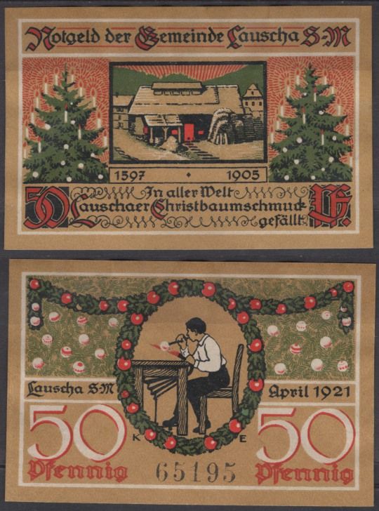 Лауша 50 пфеннигов 1921 Grabowski 777.1b бумага aUNC 8601-3-2-1