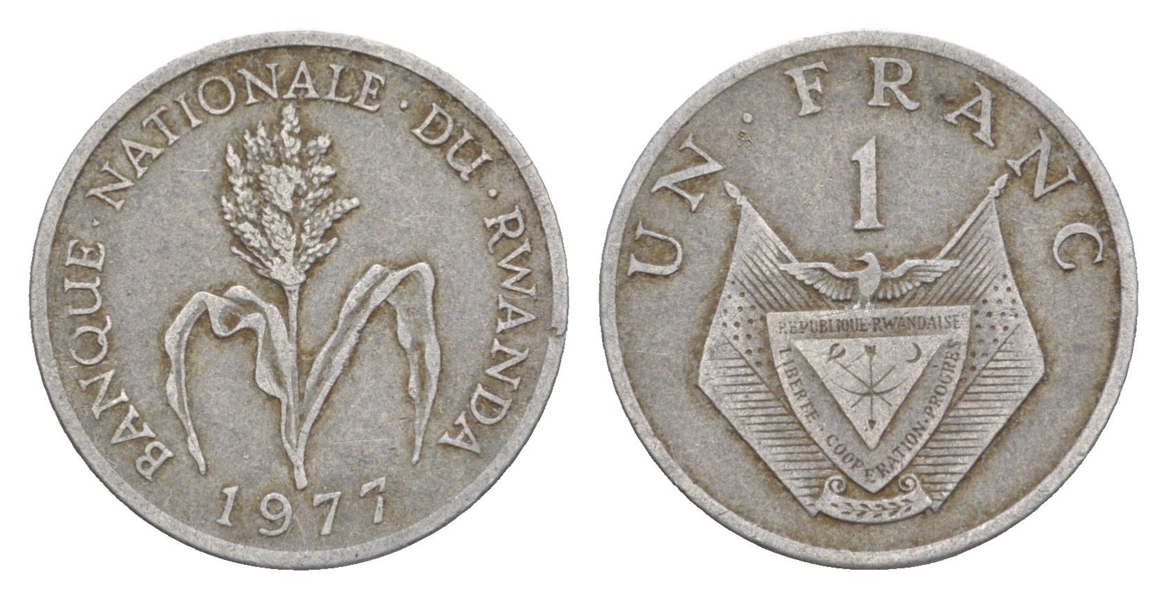 Руанда 1 франк 1977 KM 12 алюминий 4647-1211