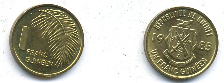 ГВИНЕЯ 1 ФРАНК 1985 KM 56 UNC 46-268