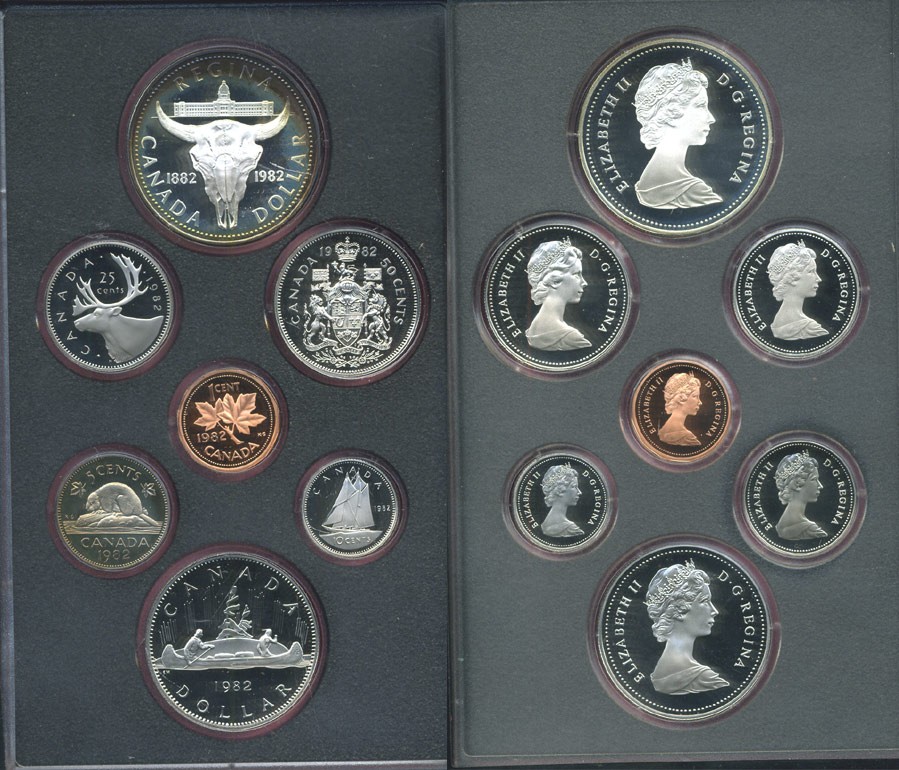 Канада набор из 7 монет 1982 100 лет городу Реджайна (1882-1982), королевский музей, оригинальная коробка и сертификат KM PS2 PROOF 4-3-1-06