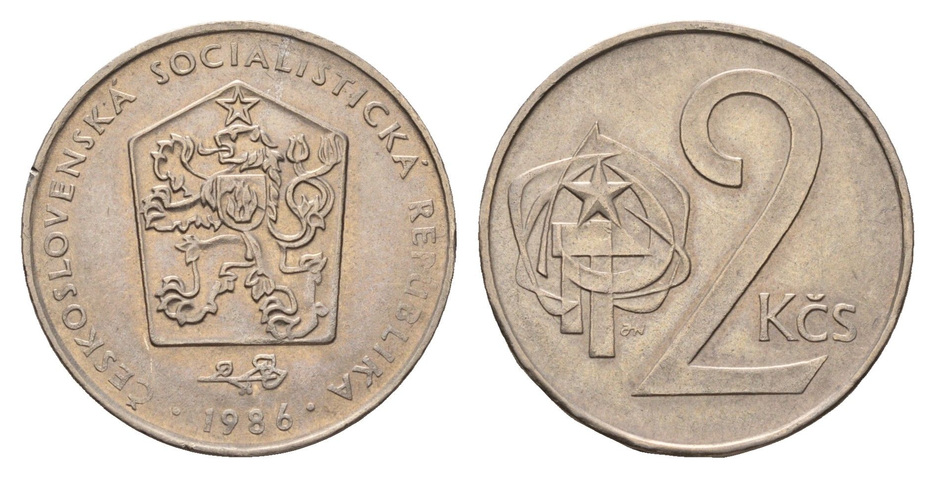 Чехословакия 2 кроны 1986 KM 75 медно-никель UNC 4678-653