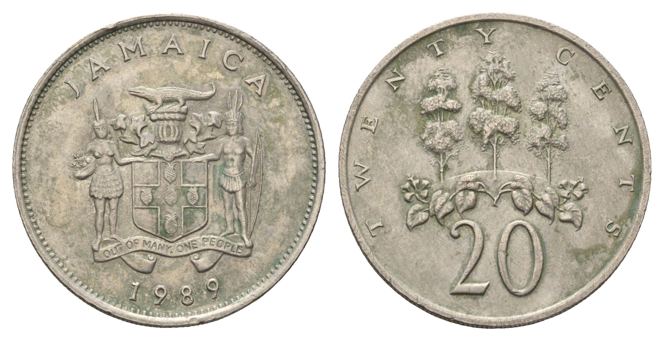 Ямайка 20 центов 1989 KM 48 медно-никель 4645-812