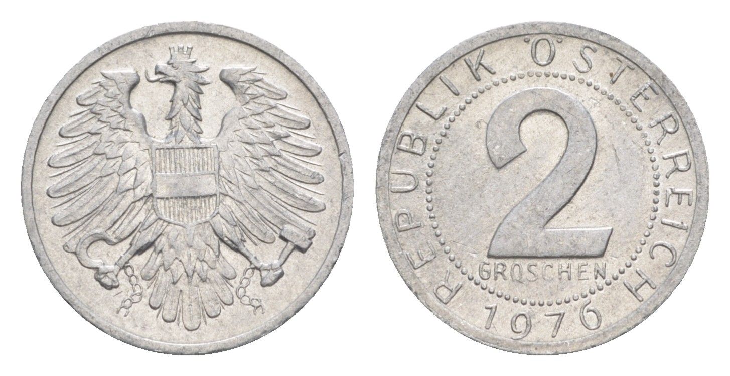 Австрия 2 гроша 1976 KM 2876 алюминий aUNC 4564-837