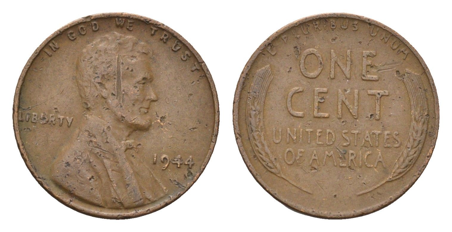 США 1 цент 1944 Линкольн KM A132 латунь 4674-713