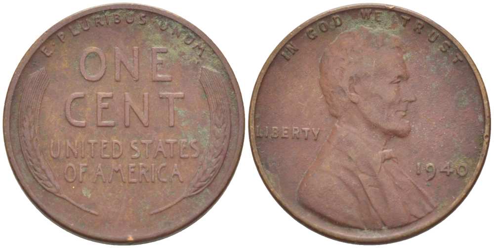 США 1 ЦЕНТ 1940 ЛИНКОЛЬН KM 132 бронза 218-368