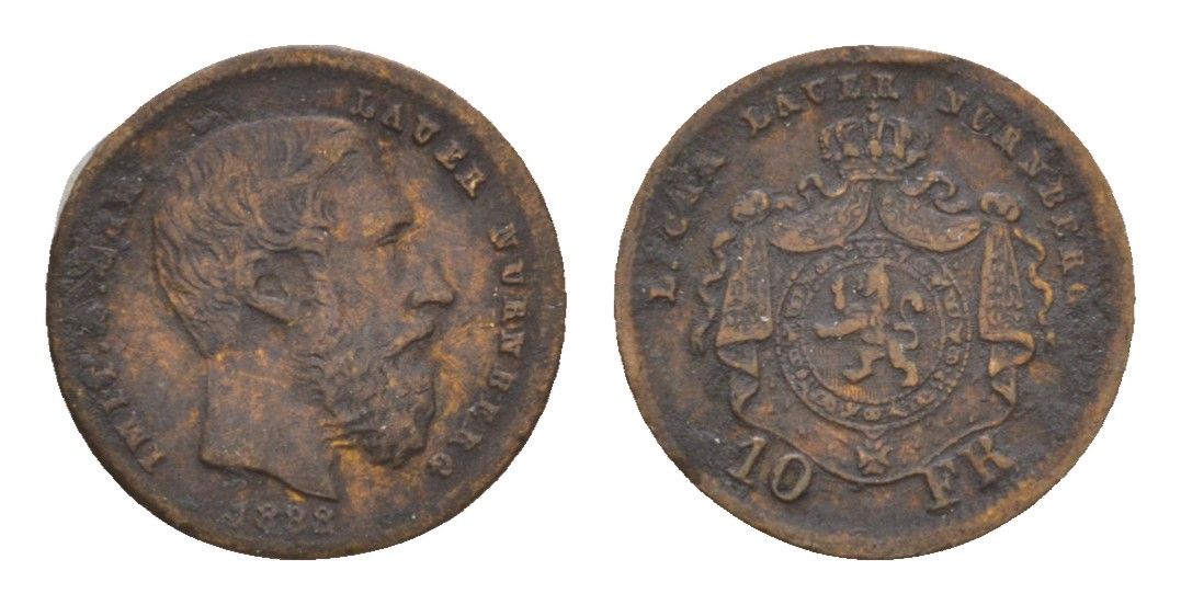 Нюрнберг игровой жетон в 10 франков 1888 диаметр 17 мм, вес 0,56 гр бронза 4651-1229