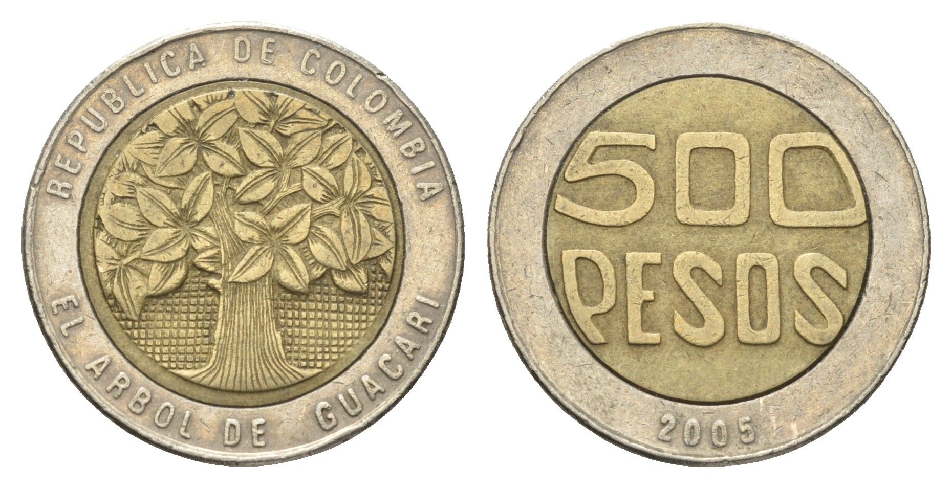 Колумбия 500 песо 2005 KM 286 биметалл 4663-511