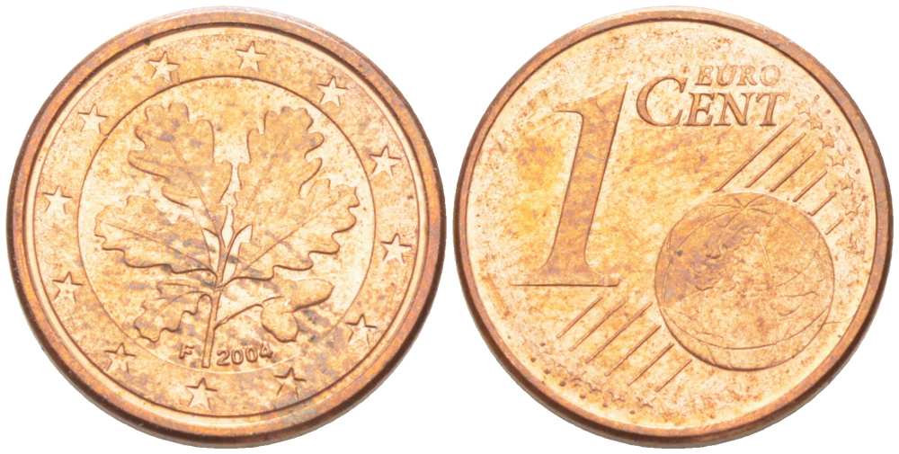 ГЕРМАНИЯ 1 ЕВРОЦЕНТ 2004 F KM 207 сталь плакированная медью 218-1237