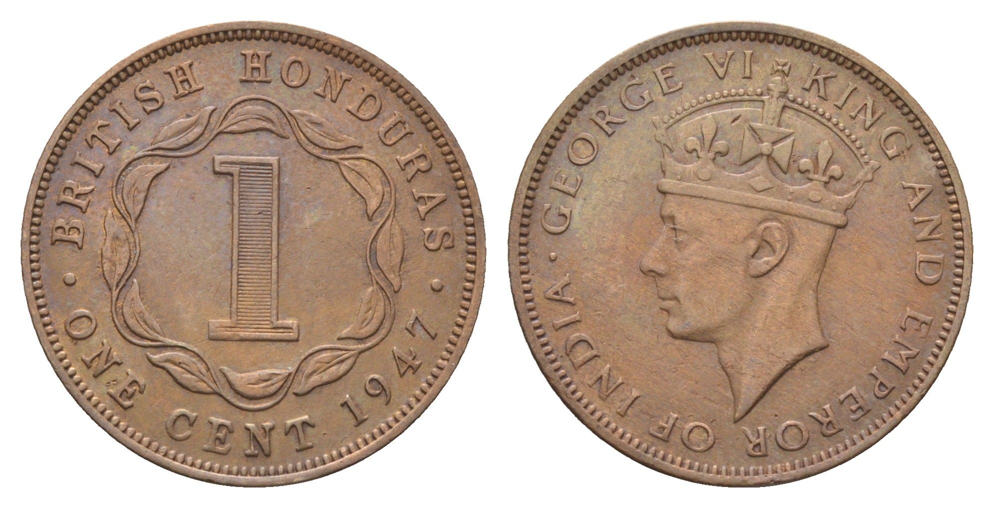 Британский Гондурас 1 цент 1947 KM 21 бронза 4666-737