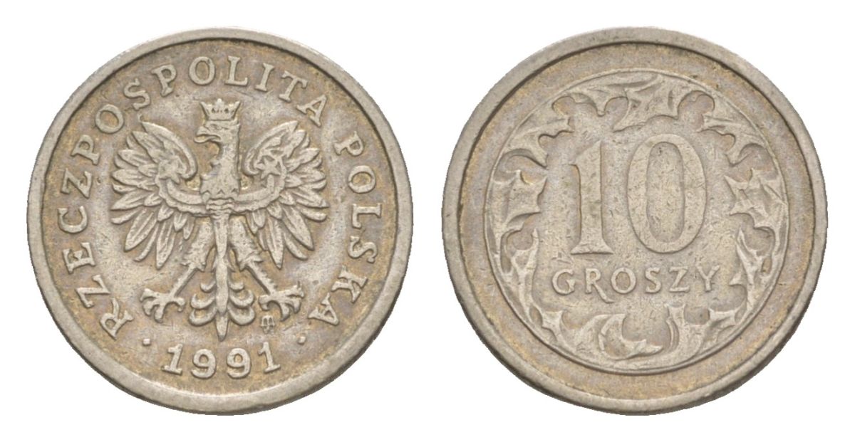 Польша 10 грошей 1991 Y 279 медно-никель 4625-657