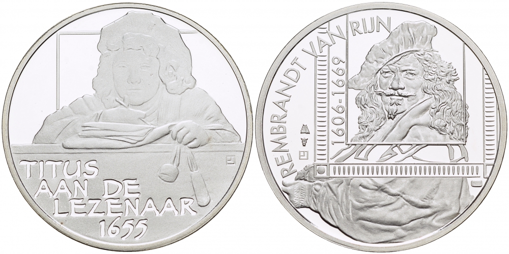 НИДЕРЛАНДЫ МЕДАЛЬ РЕМБРАНДТ (1606-1669), ТИТУС У АНАЛОЯ, ПОРТРЕТ 1655, ДИАМЕТР 30 мм., ВЕС 9,42 гр. медно-никель 1087-2-15