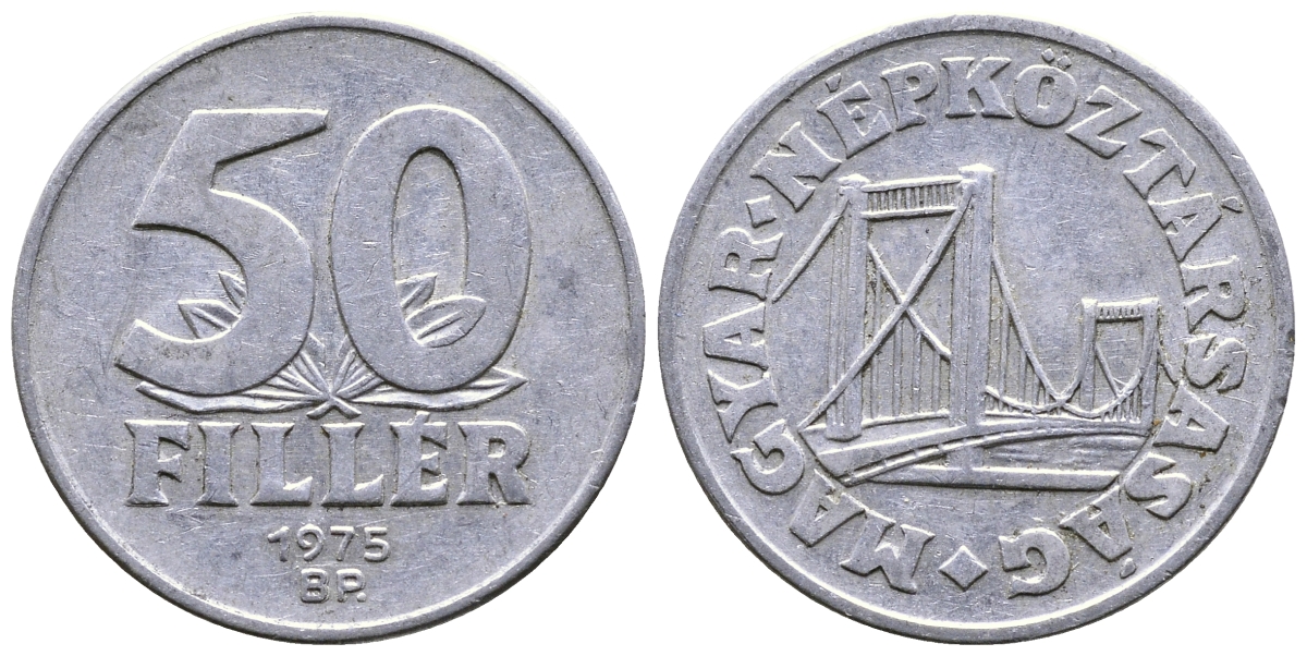 Венгрия 50 филлеров 1975 BP мост Елизаветы в Будапеште KM 574 алюминий 4681-411