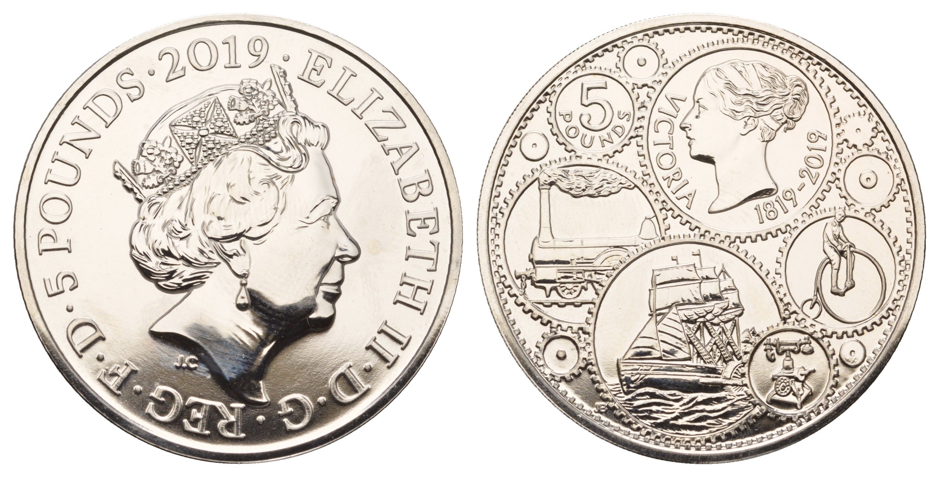 Великобритания 5 фунтов 2019 200 лет со дня рождения Королевы Виктории KM 1744, Spink L77 медно-никель BU 1520-232