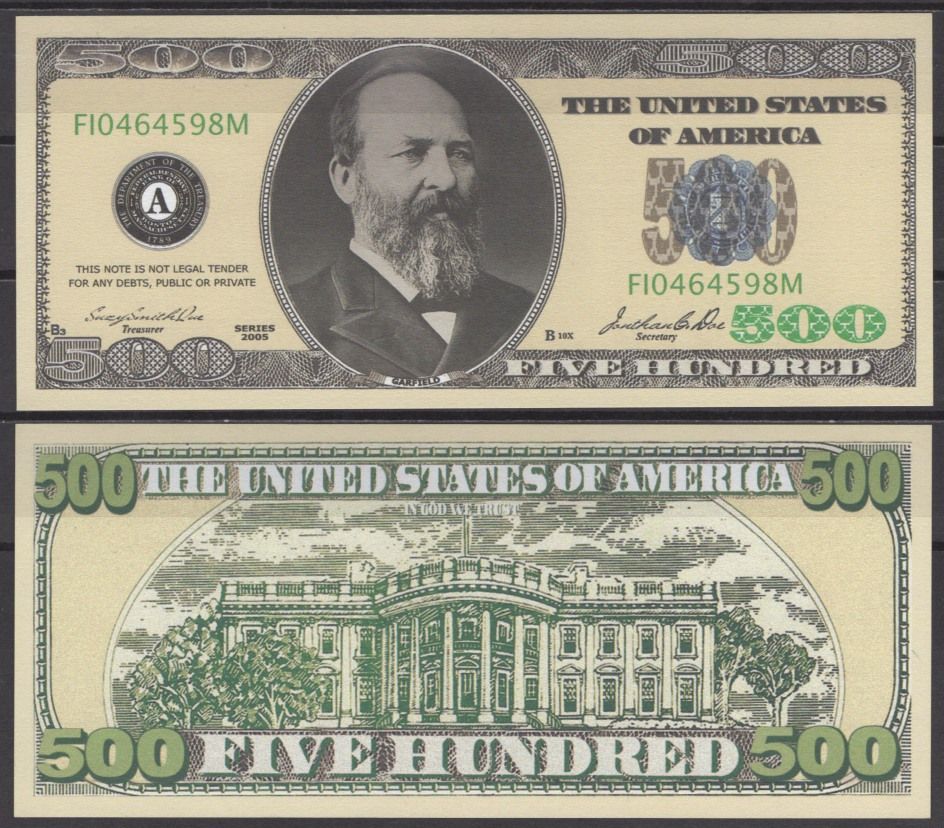 США 500 долларов 2005 Джеймс Абрам Гарфилд бумага UNC (пресс) 7196-9-3