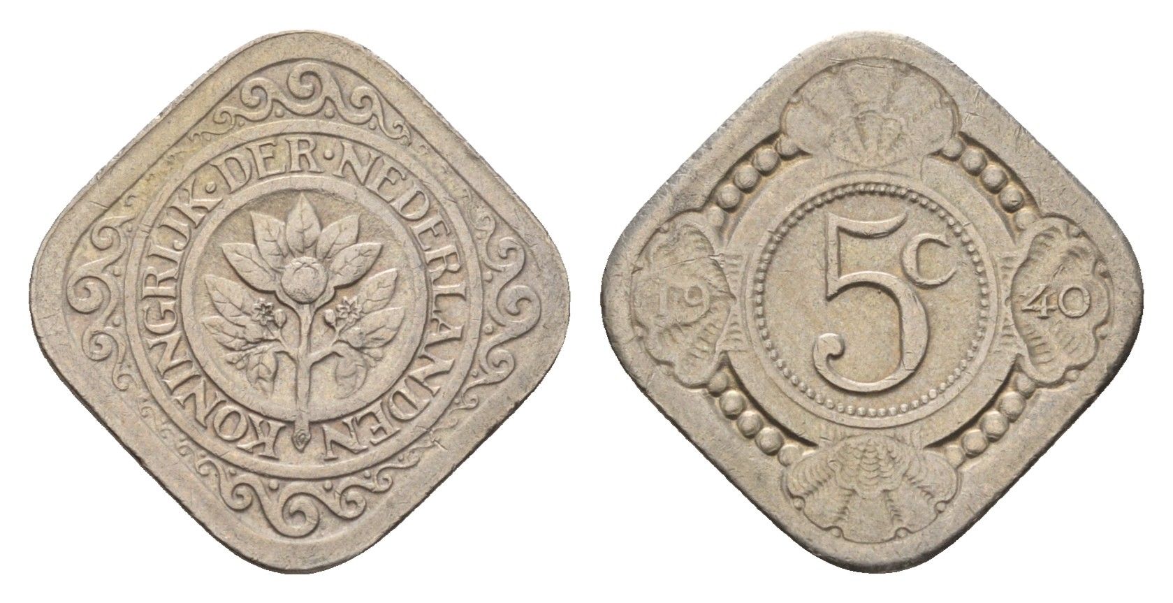 Нидерланды 5 центов 1940 Вильгельмина (1890-1948) KM 153 медно-никель 4675-913